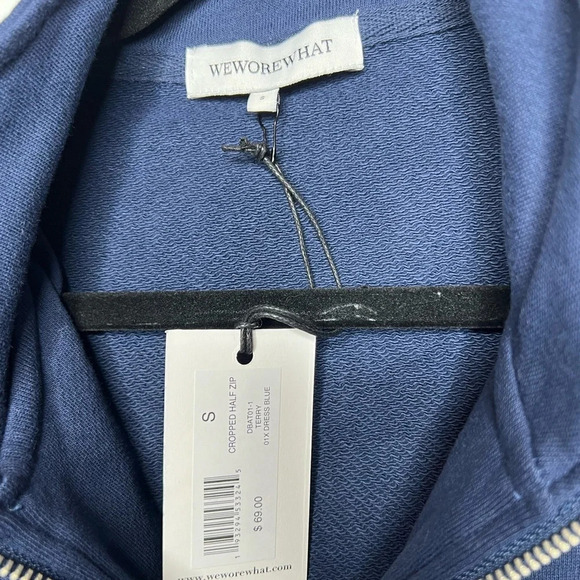 WeWoreWhat - Navy Blue Cropped Pullover NWT Small - Picture 3 of 4